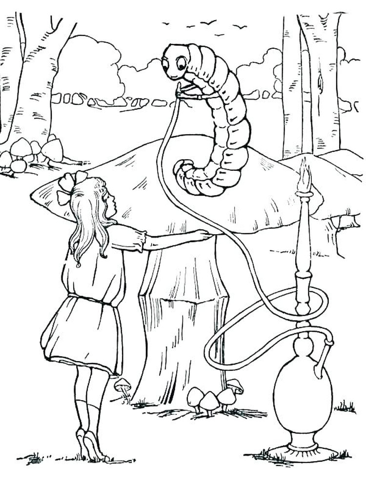 Alice In Wonderland Caterpillar Coloring Pages