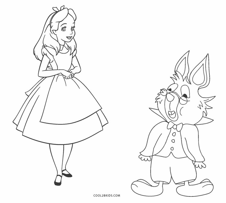 Alice In Wonderland White Rabbit Coloring Pages