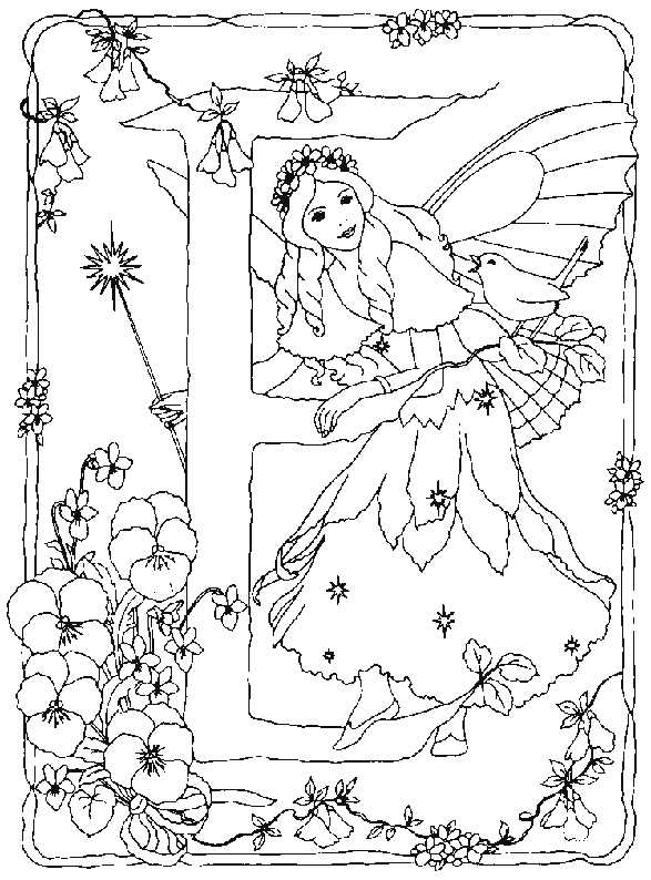 Alphabet E Fairy Coloring Pages