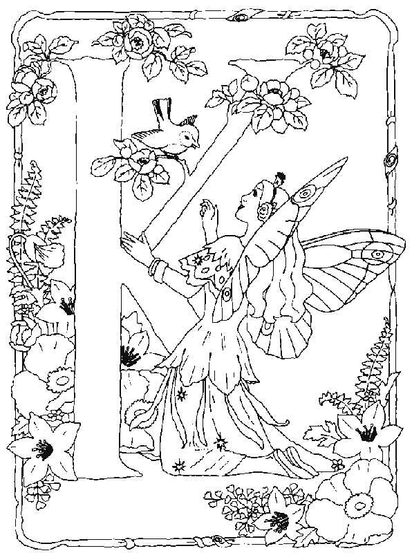 Alphabet K Fairy Coloring Pages