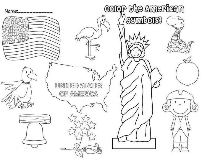 American Symbols Coloring Page