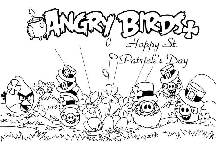 Angry Bird St Patricks Day Coloring Page