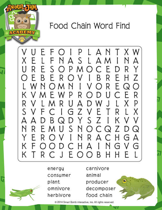 Animal Jam Word Search