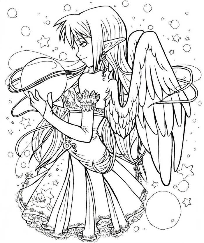 Anime Angel Coloring Page