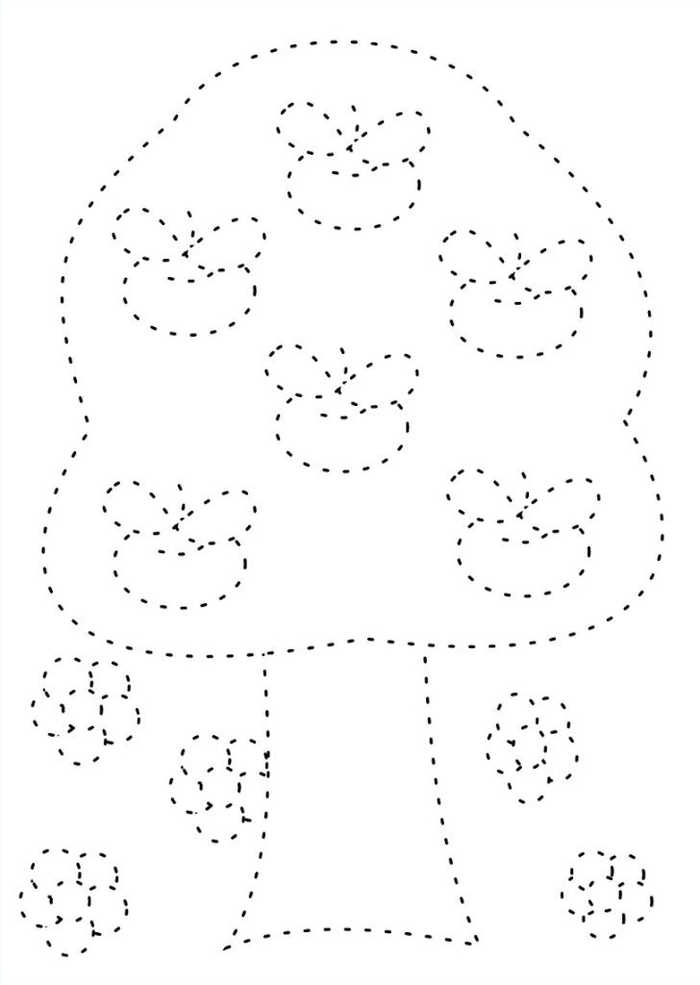 Apple Tree Tracing Worksheet For Kindergarten