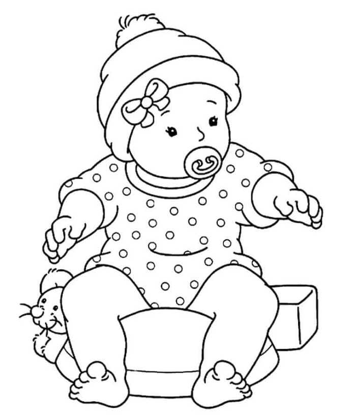 Baby With A Pacifier Coloring Page