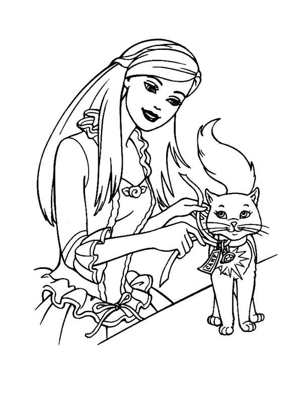 Barbie Cat Coloring Pages