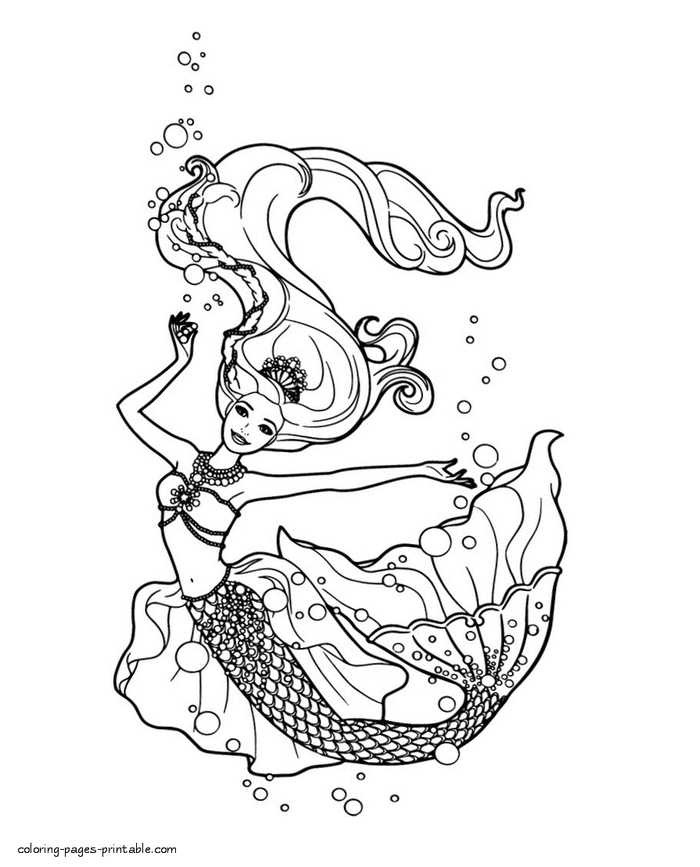 Barbie Mermaid Princess Coloring Pages