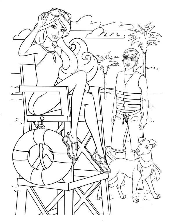 Beach Barbie And Ken Coloring Page