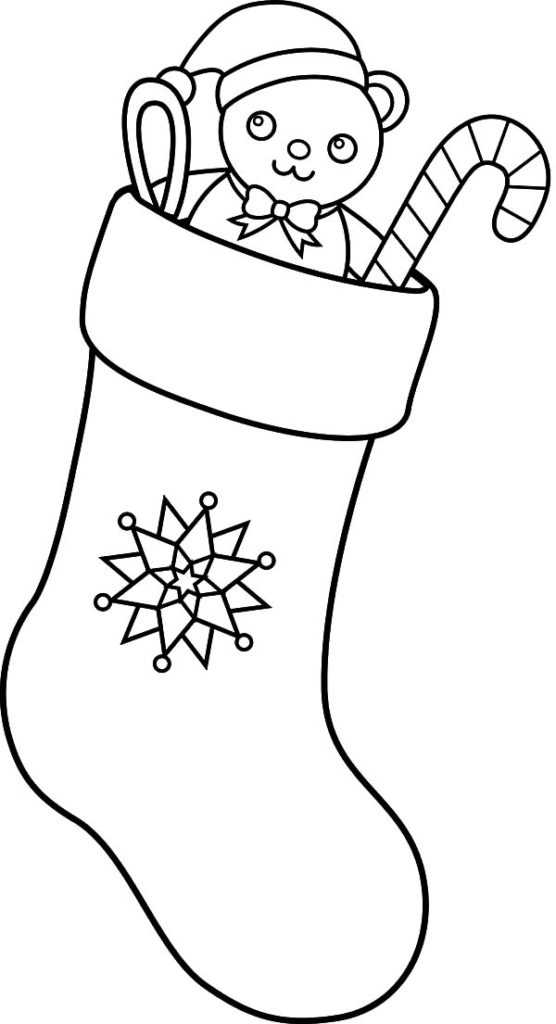 Bear Christmas Stocking Coloring Page