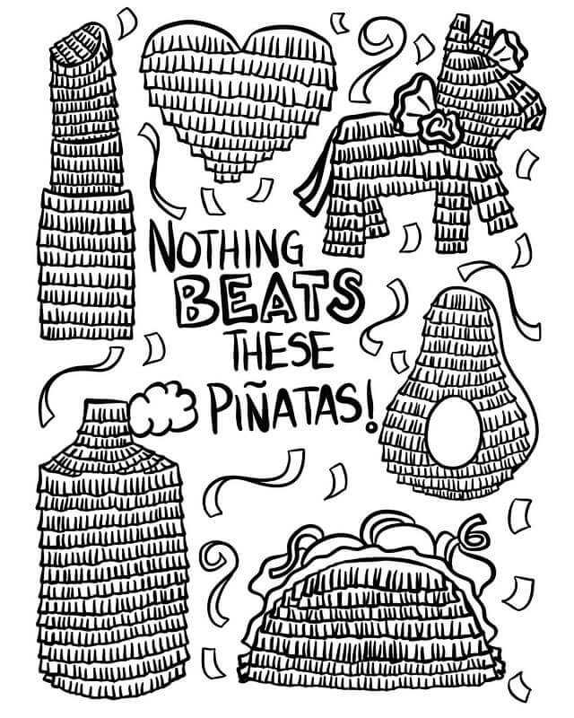 Beat The Pinatas Coloring Page