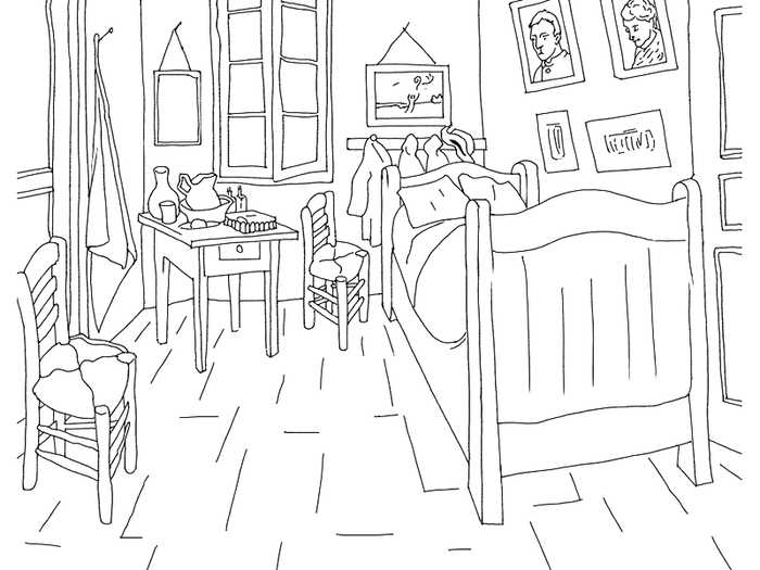 Bedroom In Arles Van Gogh Coloring Pages