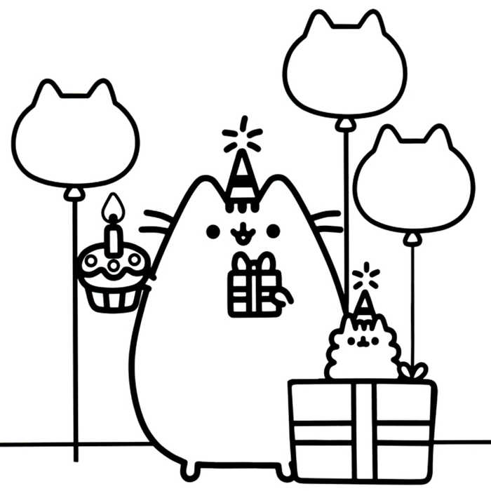 Birthday Kawaii Coloring Pages