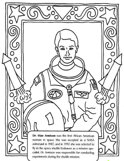 Black Month Coloring Pages Mae Jemison