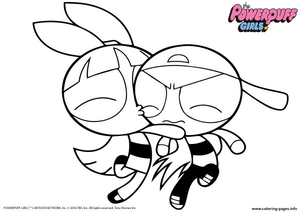 Blossom Kissing Brick Powerpuff Girls Coloring Pages Printable