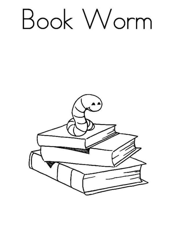 Book Worm Coloring Page Coloring Sun