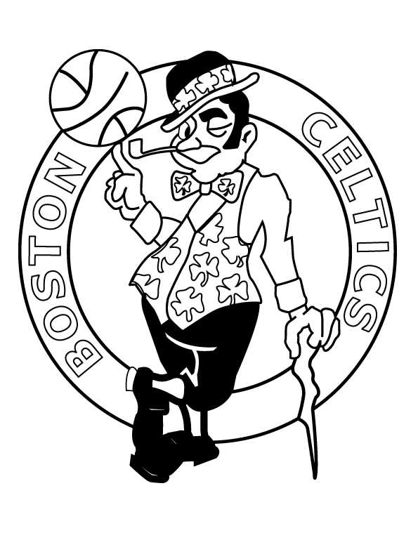 Boston Celtics Coloring Page Nba Basketball