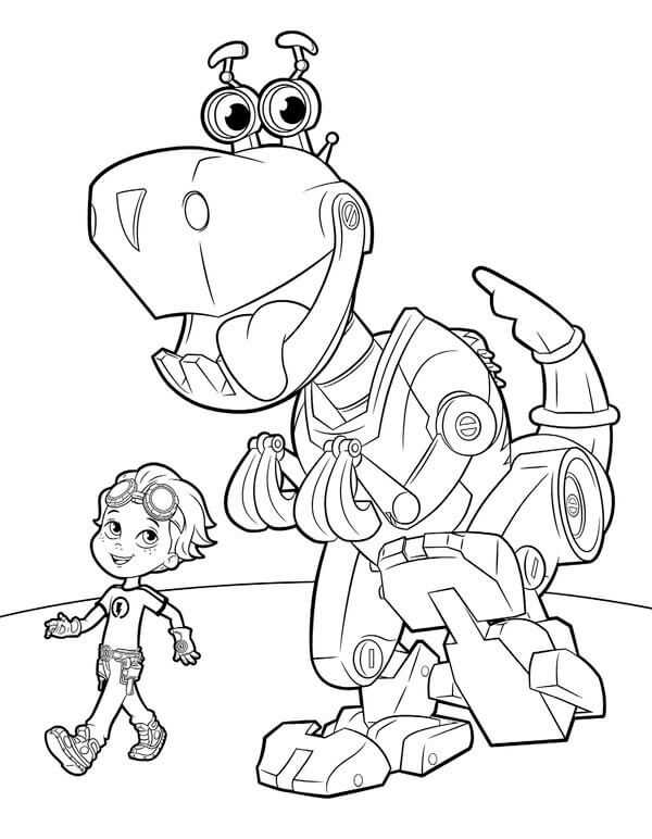 Botasaur And Rusty Rivets Coloring Page