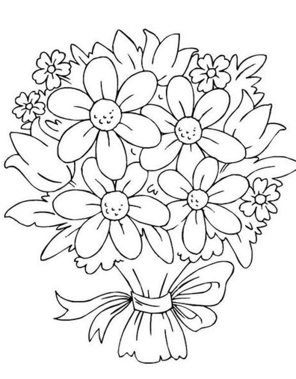 Bouquet spring flower coloring pages