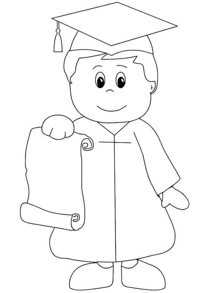 Boy On Kindergarten Graduation Day Coloring Page