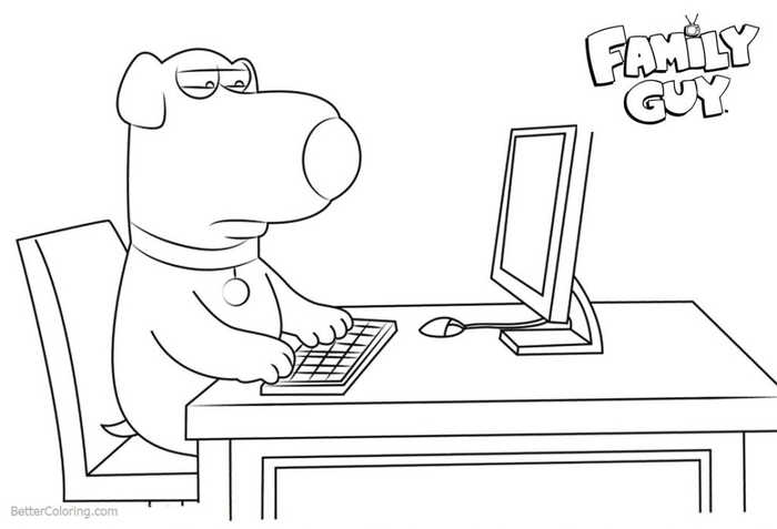 Brian On Computer Coloring Page