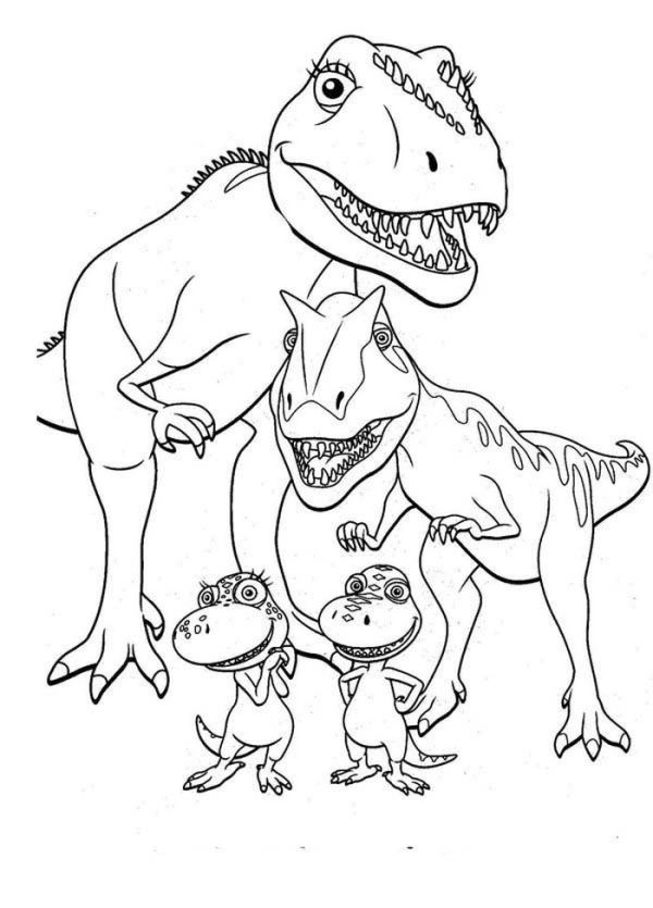 Buddy Family Posing Together In Dinosaurus Train Coloring Page Coloring Sun