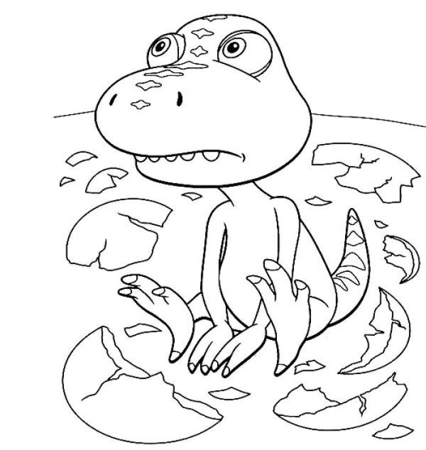 Buddy Just Incubate From Egg Shell In Dinosaurus Train Coloring Page Coloring Sun