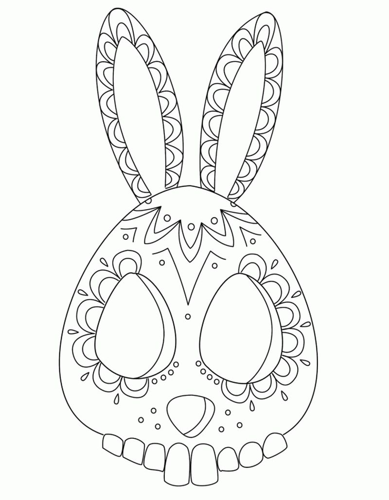 Bunny Sugar Skull Coloring Pages