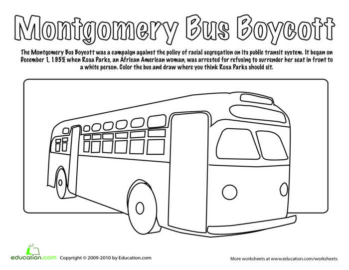 Bus Boycott Black History Month Coloring Pages