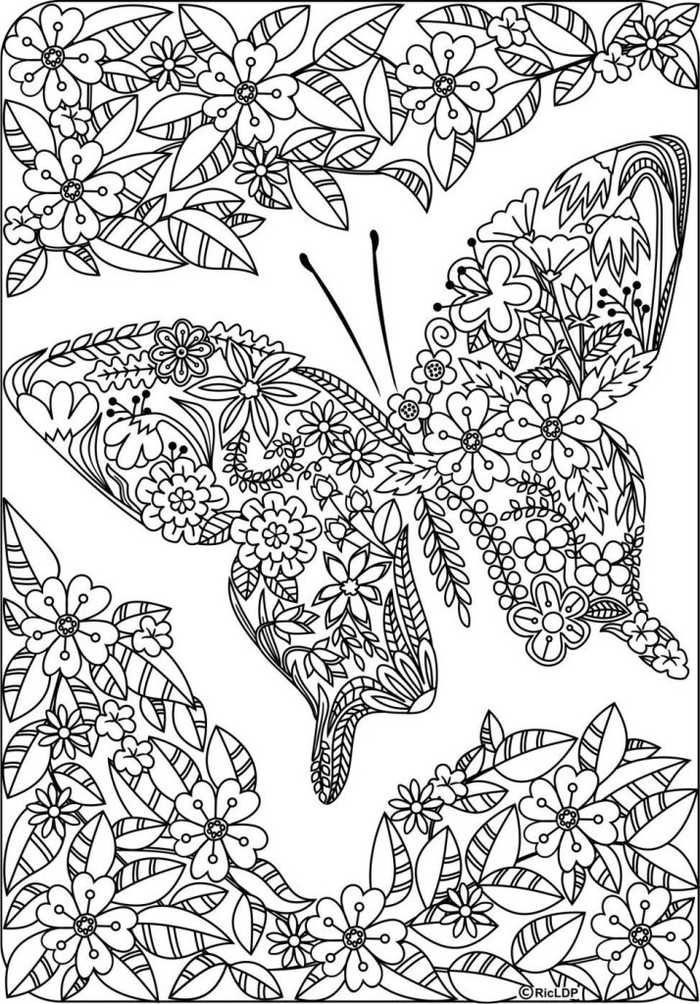 Butterfly Made Of Flowers Coloring Page