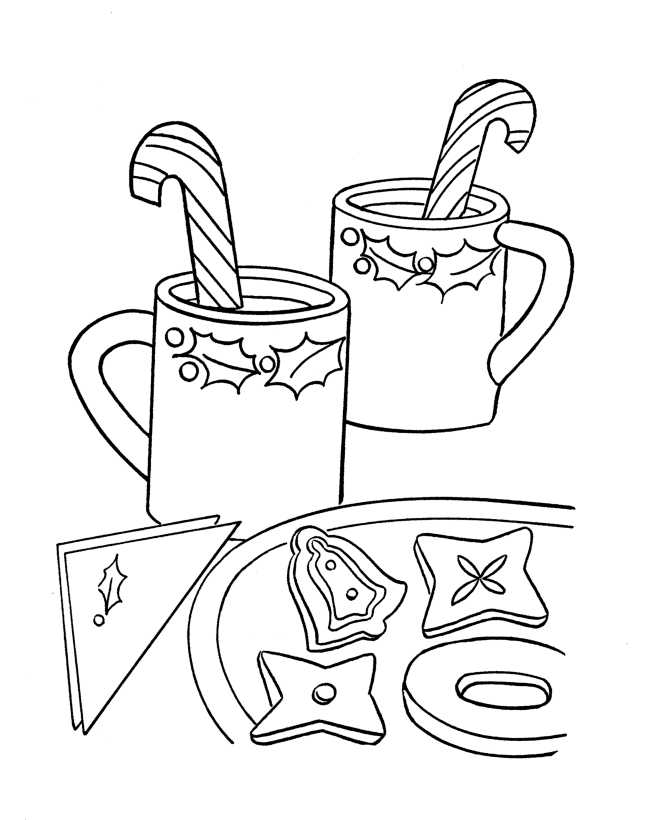 Candy Canes In Cocoa Coloring Page