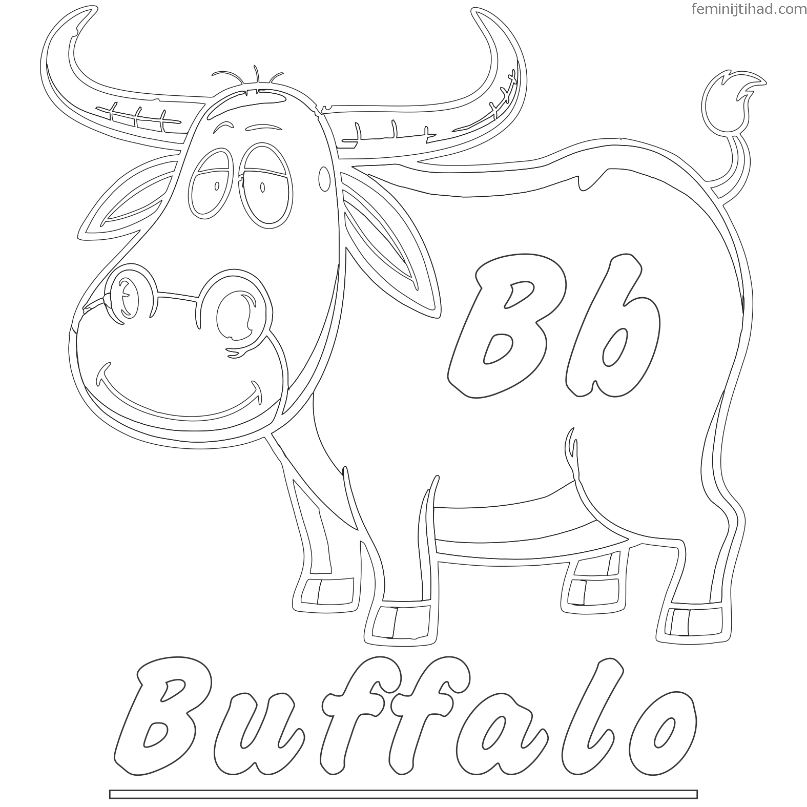 Cartoon Buffalo Coloring Page