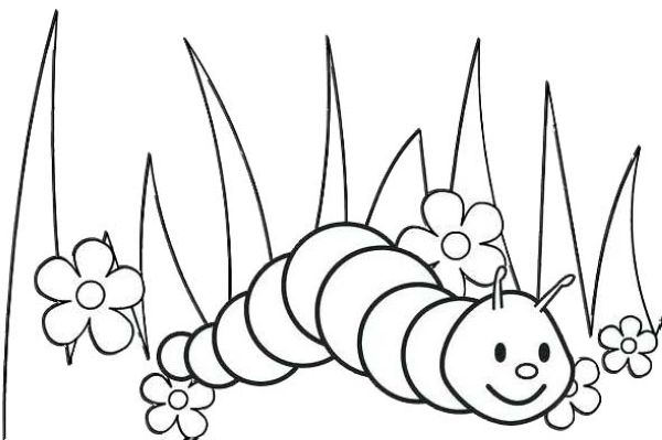 Cartoon Worms creeping up in the garden coloring page