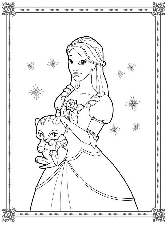 Cat And Princess Coloring Pages