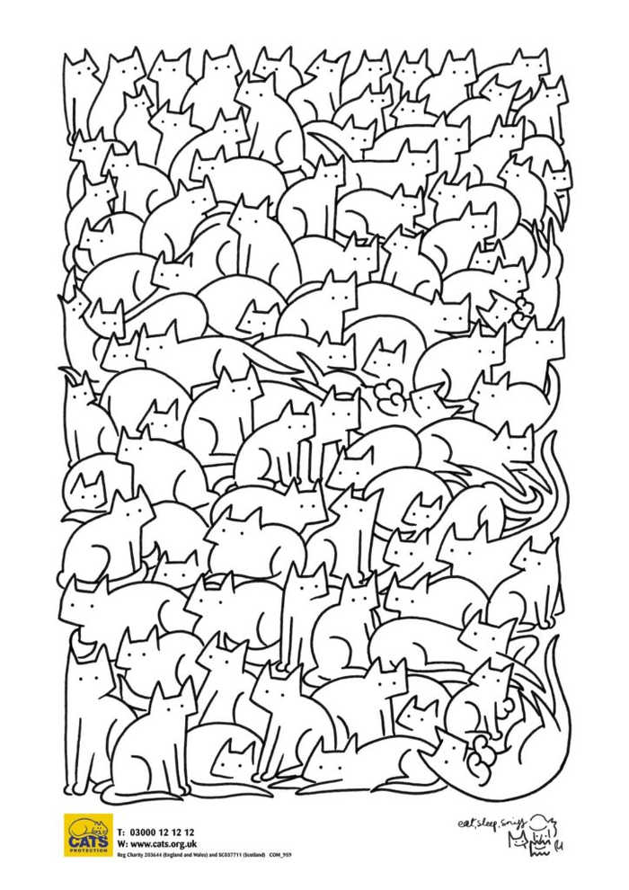 Cats Pattern Art To Color