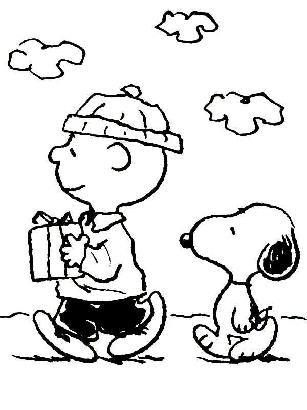 Charlie Brown Christmas Present Coloring Page