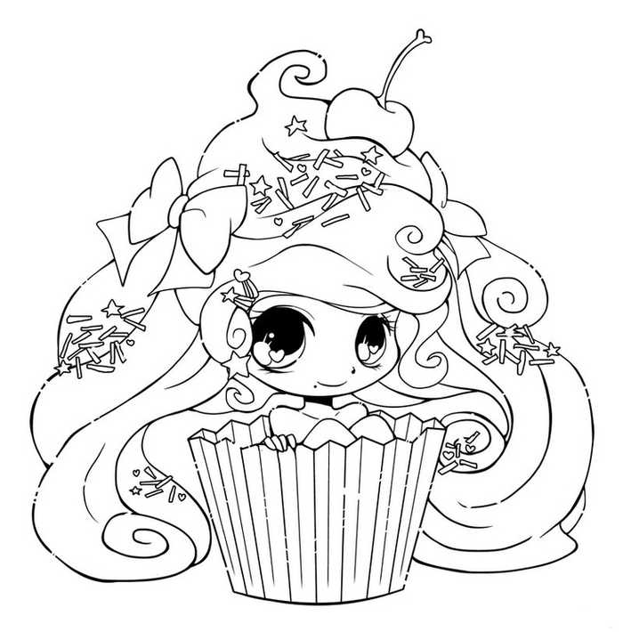 Chibi Cupcake Coloring Pages