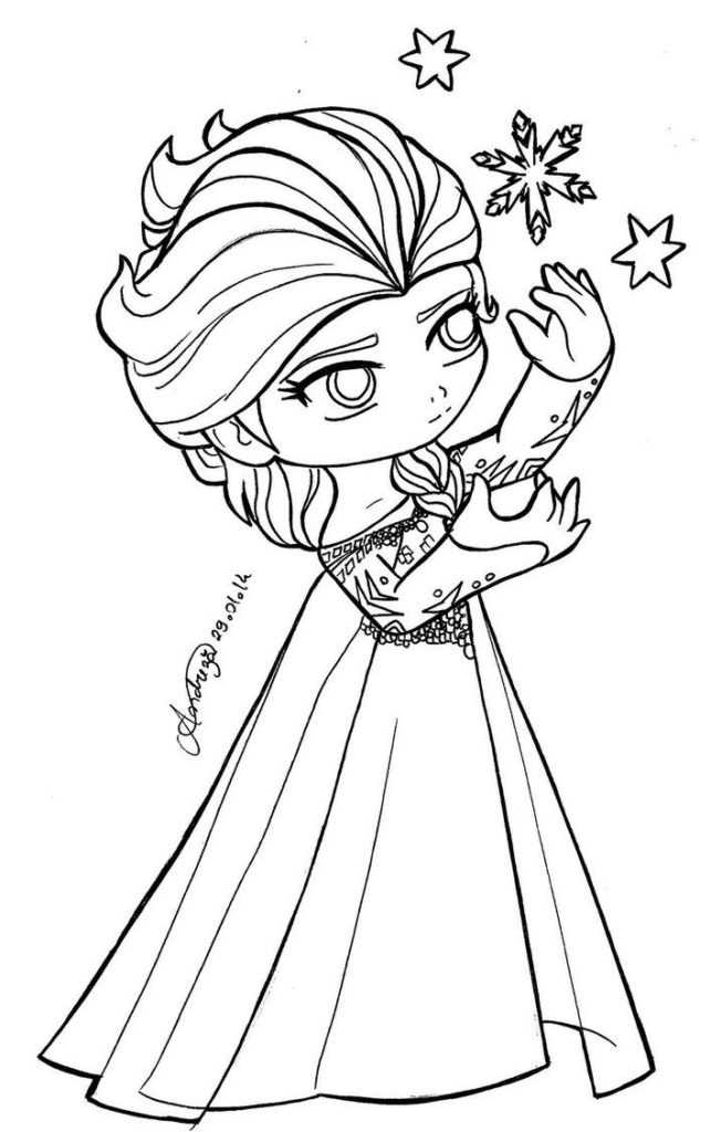 Chibi Princess Elsa Coloring Page