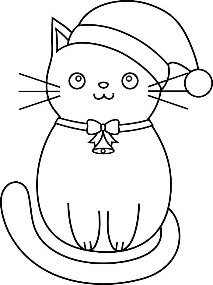 Christmas Cat Coloring Pages