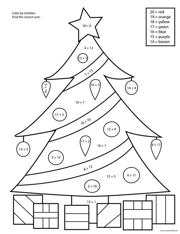 Christmas Color By Number Math Addition