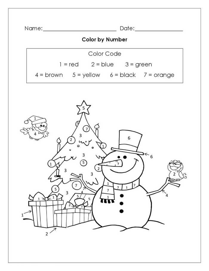 Christmas Color By Number Worksheet