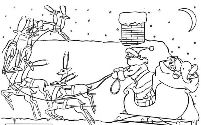 Christmas Coloring Pages Santas Sleigh