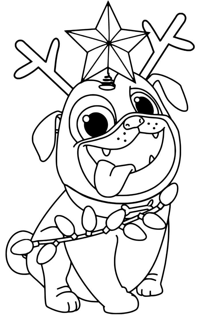 Christmas Dog Coloring Page