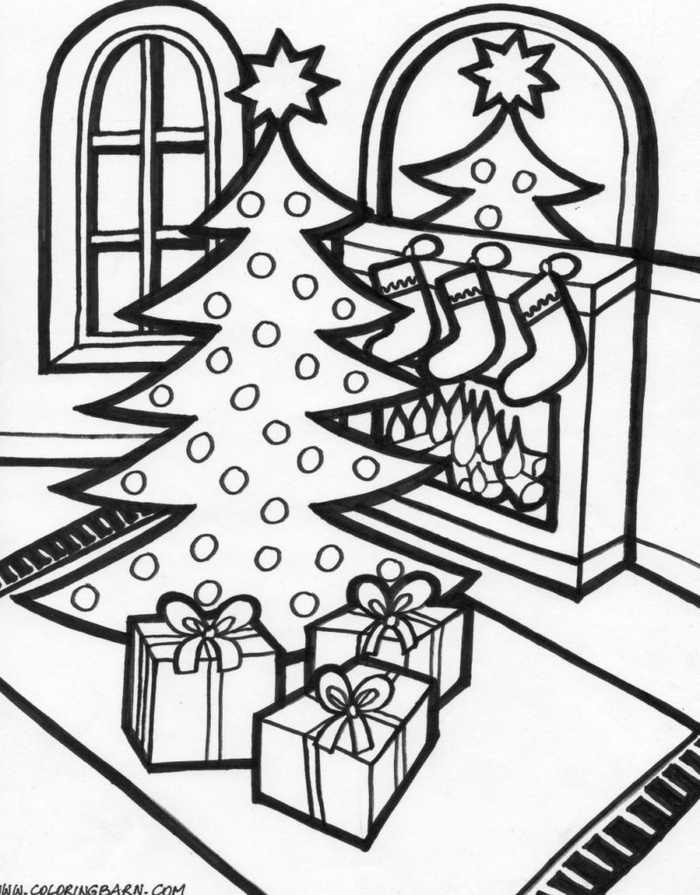 Christmas Presents Coloring Page To Print