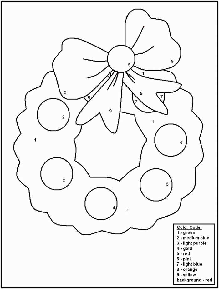 Christmas Wreath Color By Numbers