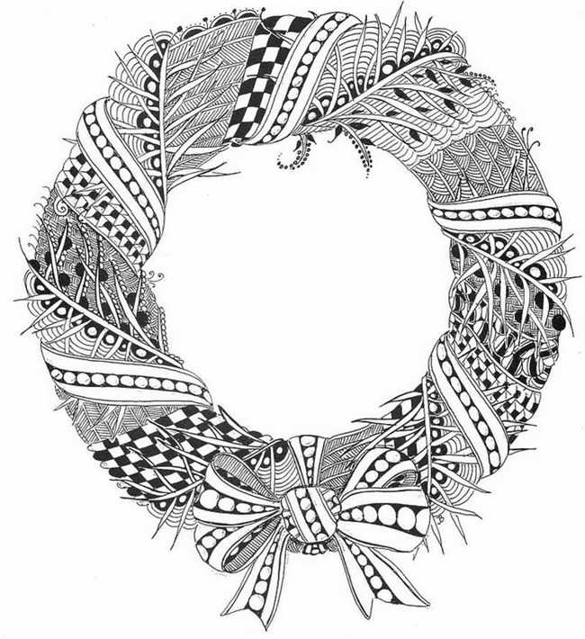 Christmas Wreath Coloring Pages For Adults