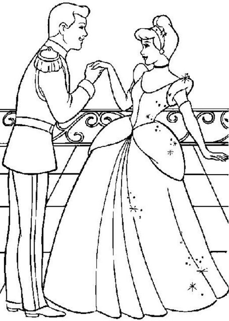 Cinderella and Prince Charming Coloring Pages