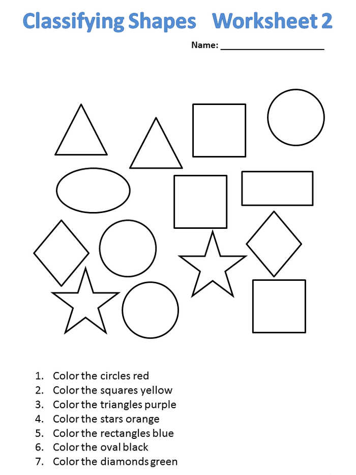 Classifying Shapes Kindergarten Math Worksheet