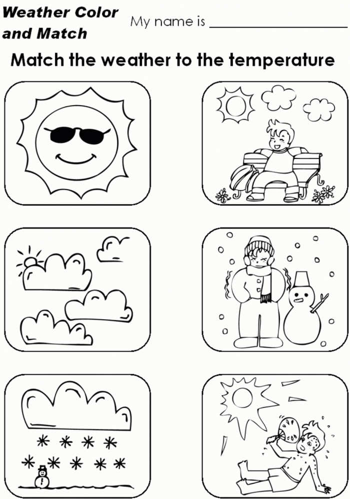 Color And Match Kindergarten Worksheet