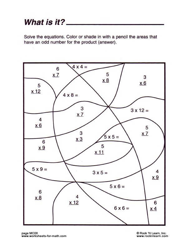 Color By Number Multiplication Free Sheet